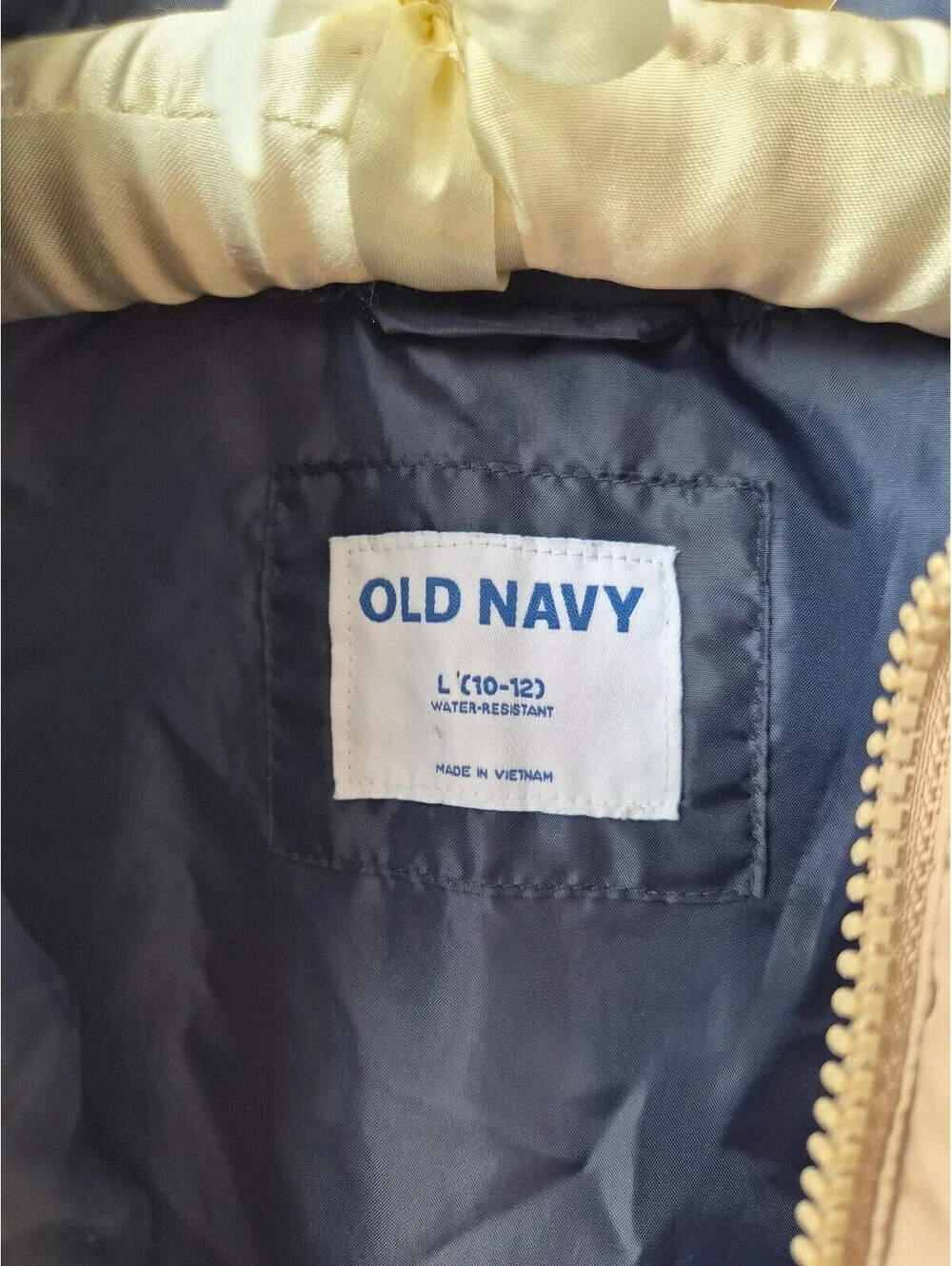 Old Navy Girls Water-Resistant Puffer Vest Beige Size Large 10-12